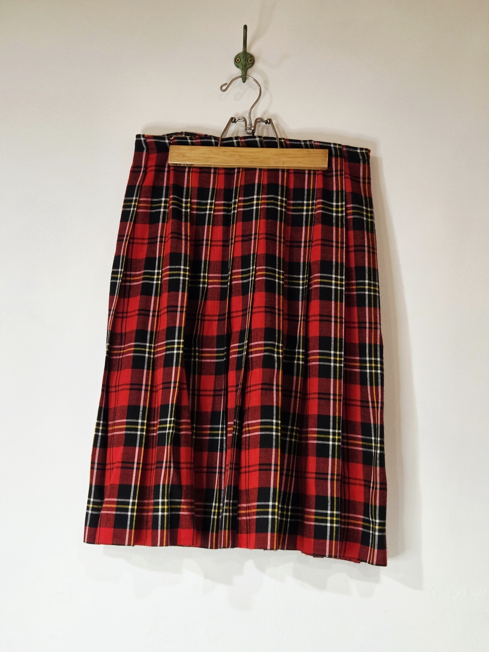 Vintage Handmade Royal Stewart Tartan Red Plaid Pleated Kilt Skirt